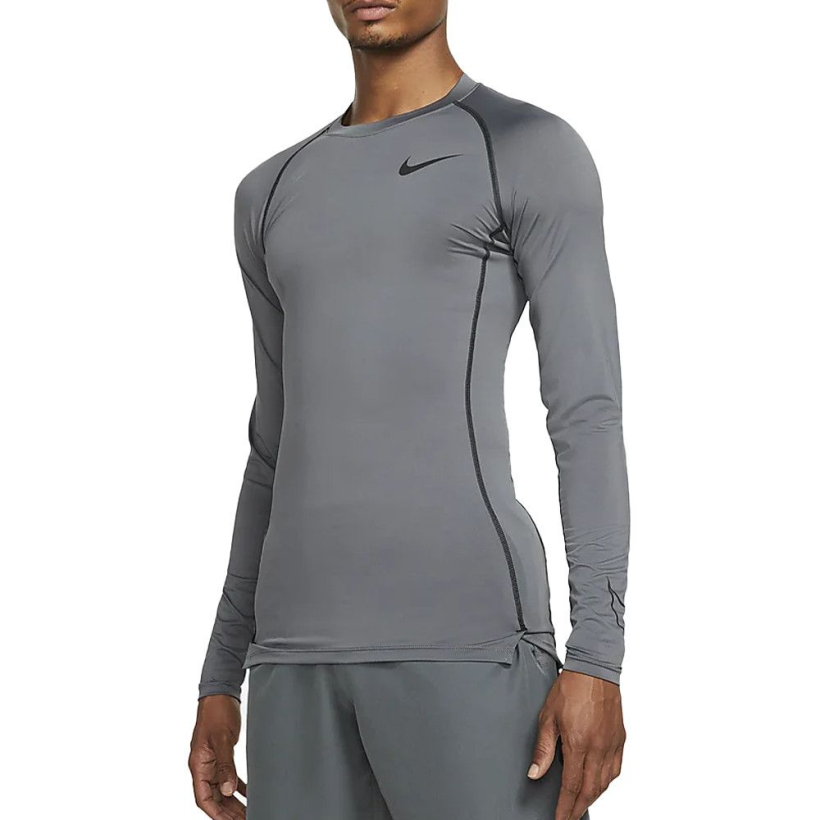 Лонгслив Nike DF Tight Fit LS Iron Grey/Black мужской (арт. DD1990-068) - 