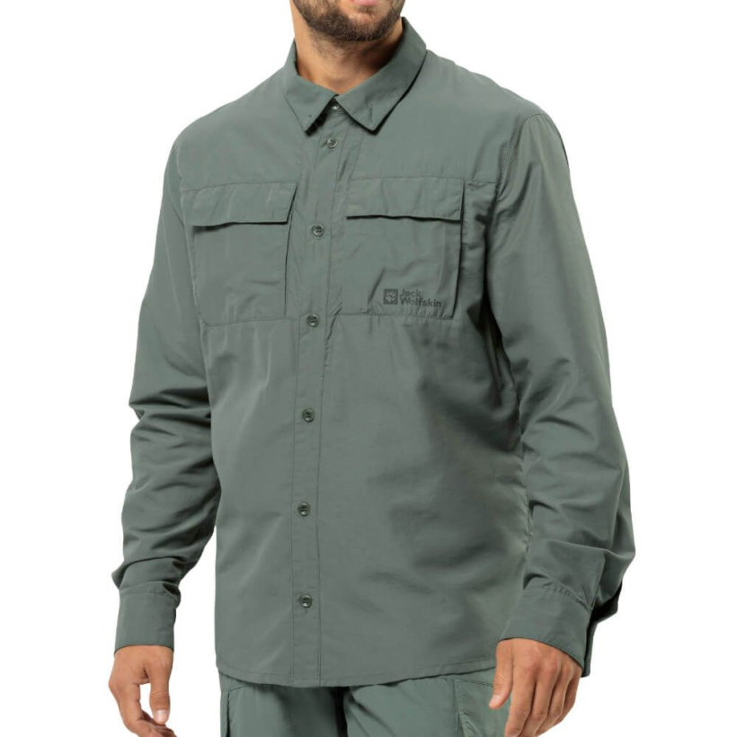 Рубашка Jack Wolfskin Barrier L/s Hedge Green мужская (арт. 1404101-4311) - 