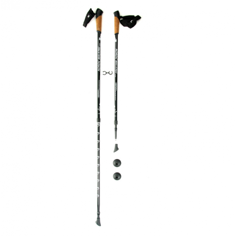 Телескопические палки для скандинавской ходьбы  KAISER SPORT, NORDIC WALKING BLACK (арт. SL-2B-2-135-B) - 