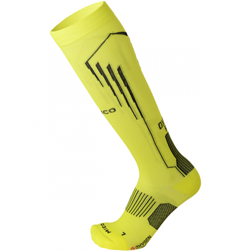Компрессионные гольфы для бега / трейлраннинга Mico Long Oxi-Jet Compression Light (арт. CA01273) - 189-желтый