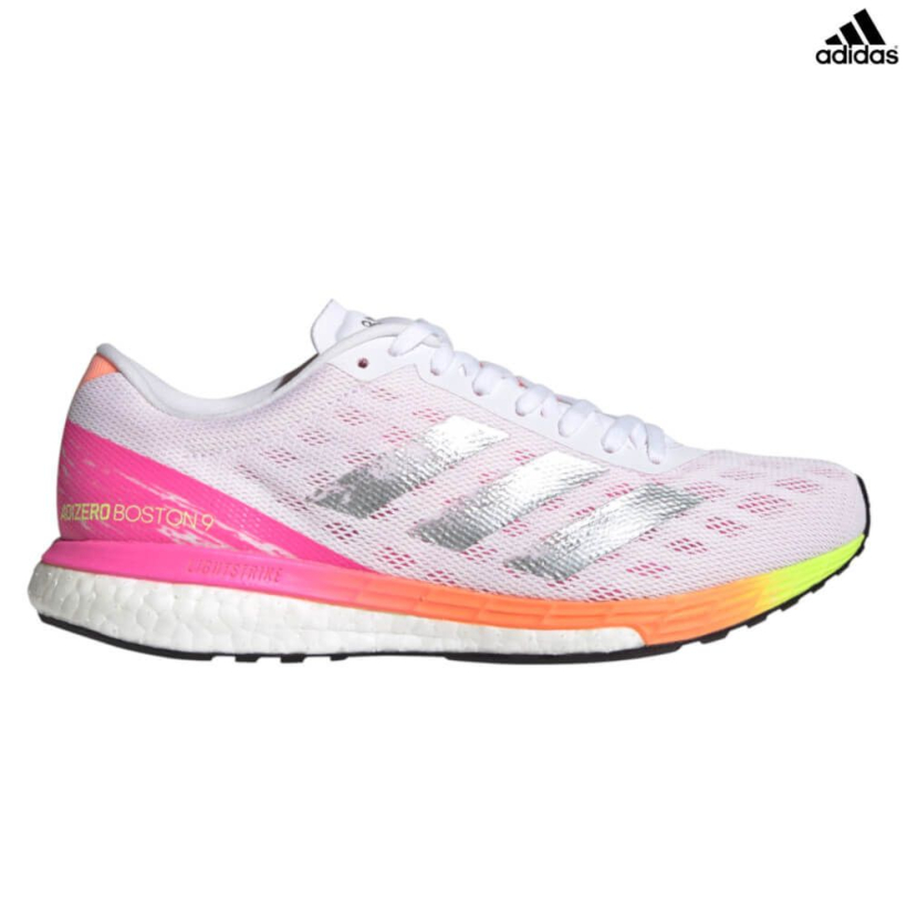 Кроссовки Adidas Adizero Boston 9 White Silver Pink женские (арт. H68744) - 
