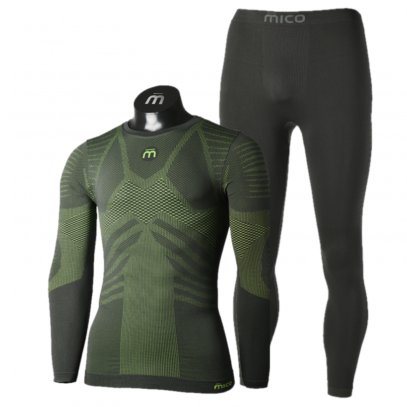 Термобелье комплект с полипропиленом для циклических видов спорта всесезонное Mico Extra Dry Skintech мужской (арт. IN01431 CM01433) - 122-зеленый