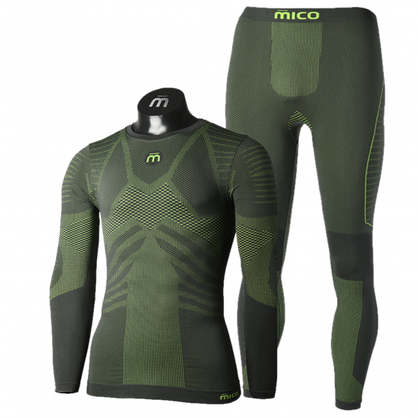 Термобелье комплект с полипропиленом для циклических видов спорта всесезонное Mico Extra Dry Skintech мужской (арт. IN01431 CM01433) - 048-зеленый