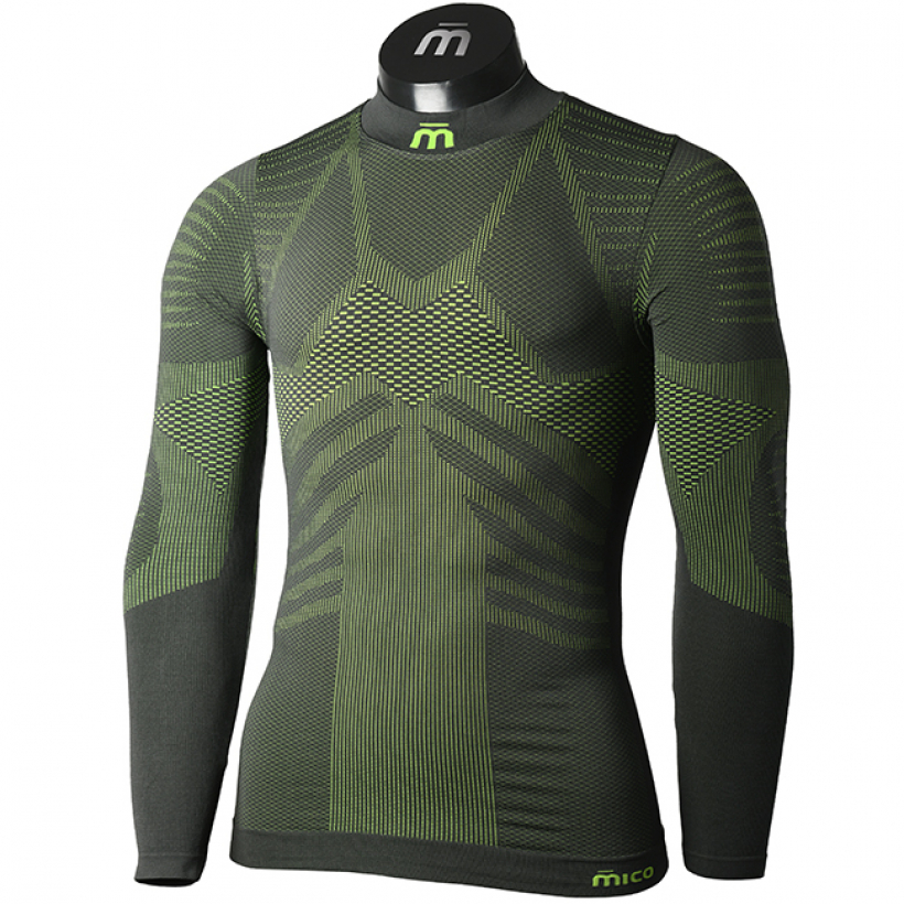 Термобелье рубашка с воротом Mico Extra Dry Skintech мужская (арт. IN01432) - 048-зеленый