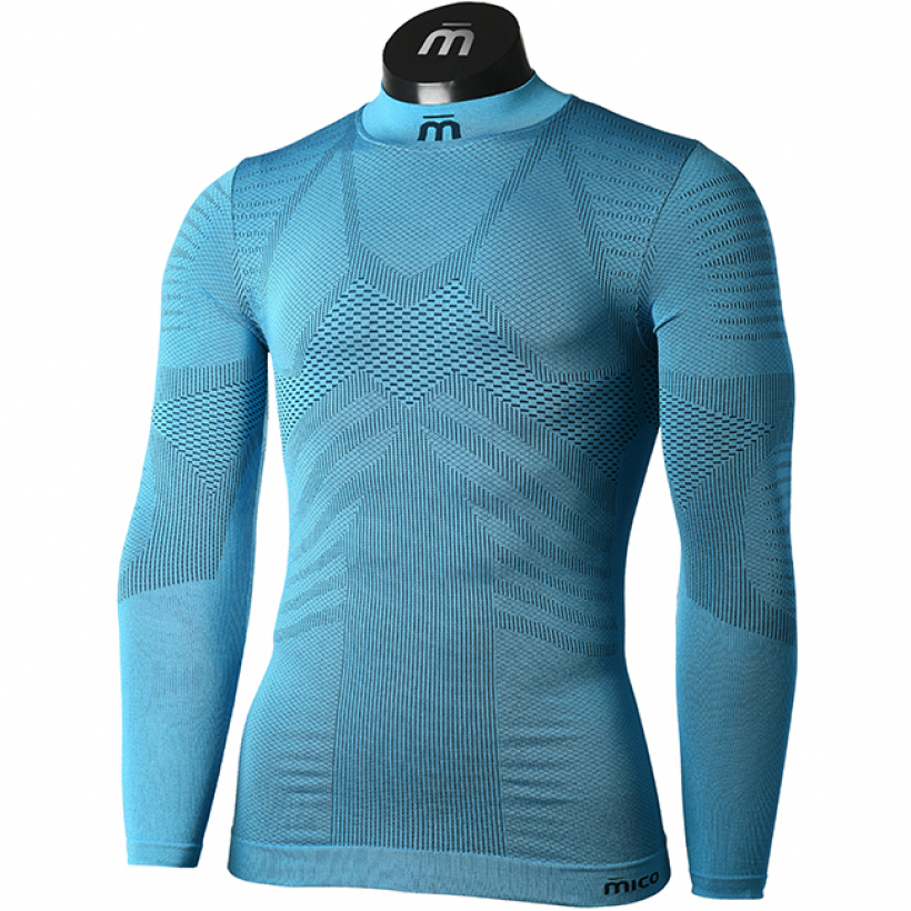 Термобелье рубашка с воротом Mico Extra Dry Skintech мужская (арт. IN01432) - 768-бирюзовый