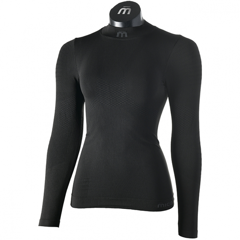 Термобелье рубашка с воротом Mico Extra Dry Skintech женская (арт. IN01437) - 007-черный