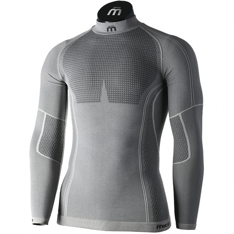 Термобелье рубашка с воротом Mico Odor Zero XT2 Skintech мужская (арт. IN01451) - 043-серый