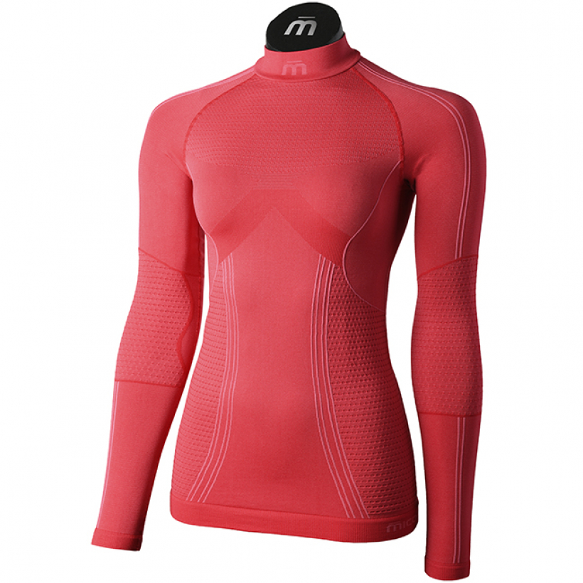 Термобелье рубашка с воротом Mico Odor Zero XT2 Skintech женская (арт. IN01456) - 040-красный