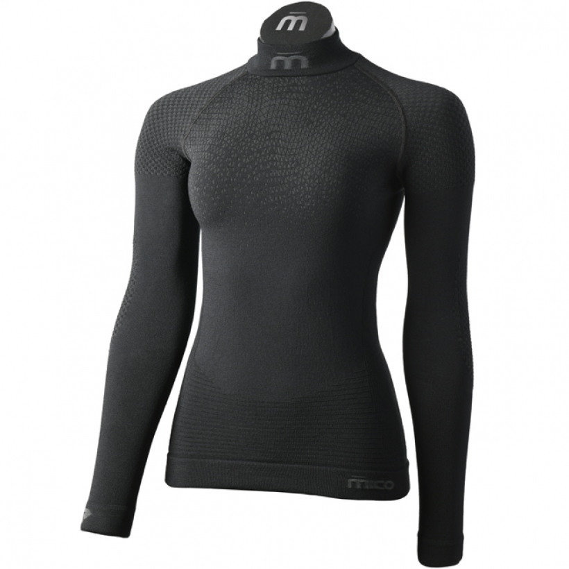 Термобелье рубашка с воротом Mico Super Thermo Primaloft Skintech женская (арт. IN01486) - 007-черный