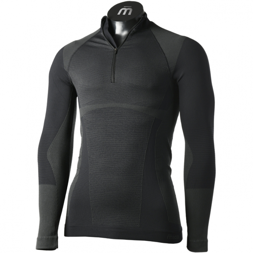 Термобелье рубашка с воротом на молнии Mico Warm Control Skintech мужская (арт. IN01852) - 007-черный